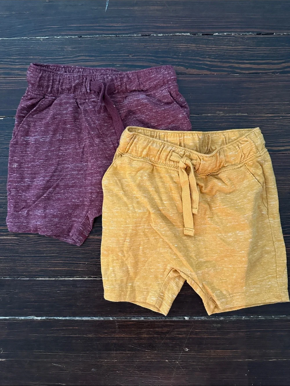 Old Navy Kids Knit Drawstring Shorts - Mustard and Burgundy